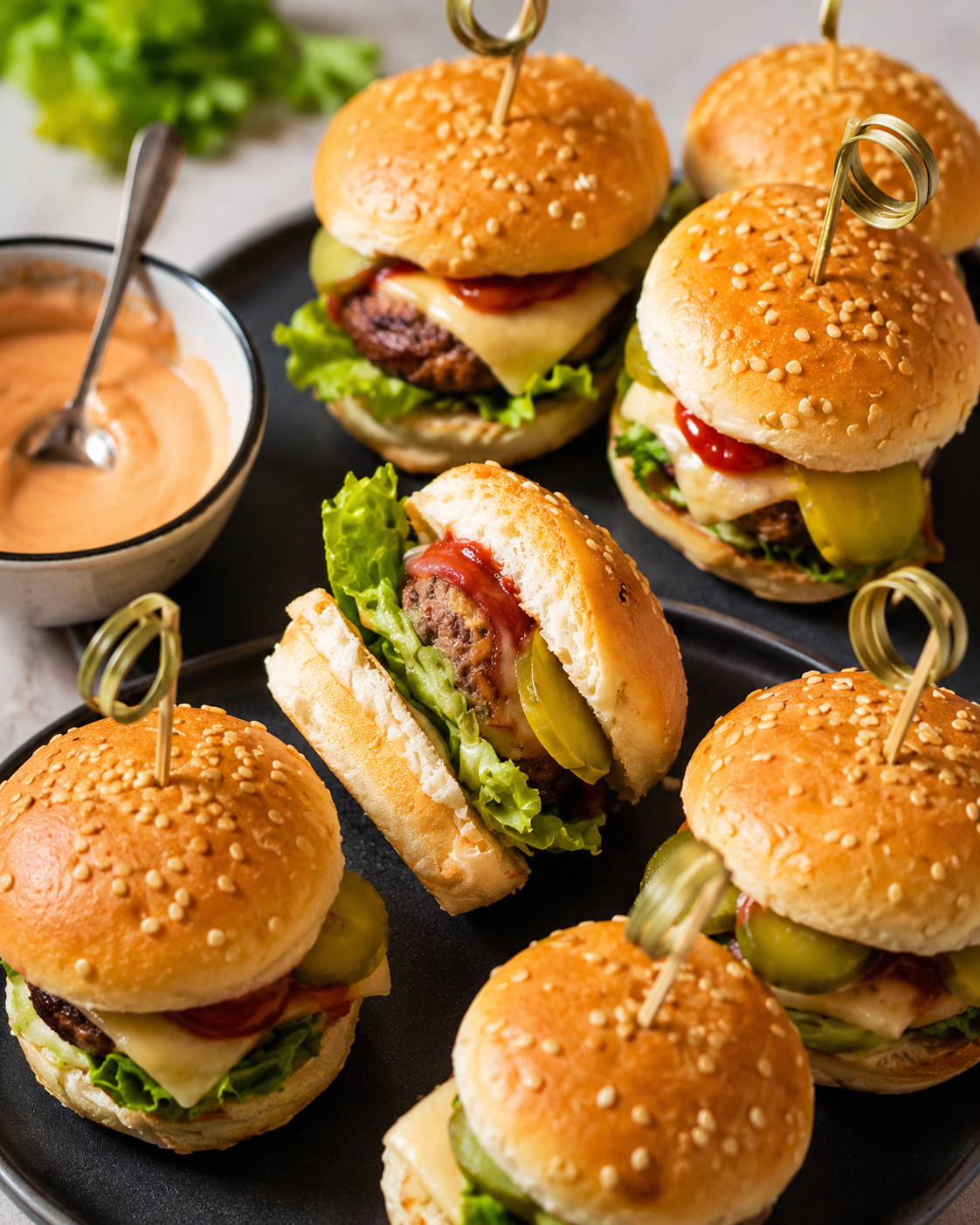 Box 10 mini cheese burgers